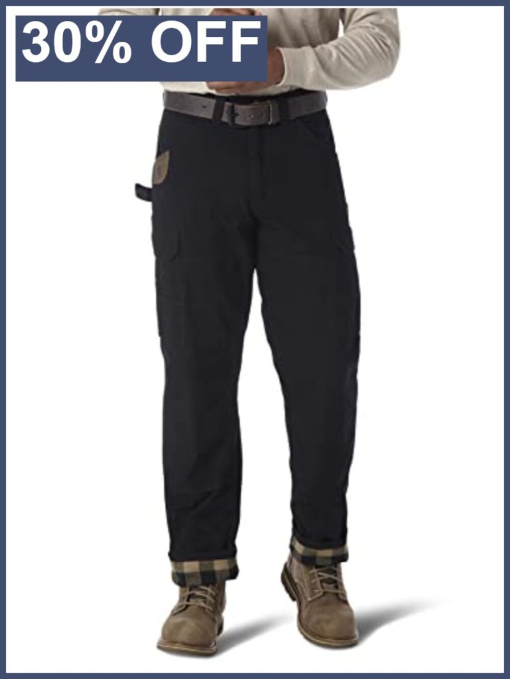Wrangler Lined Ranger Work Utility Pants Relaxed Fit Flannel Lined Straight